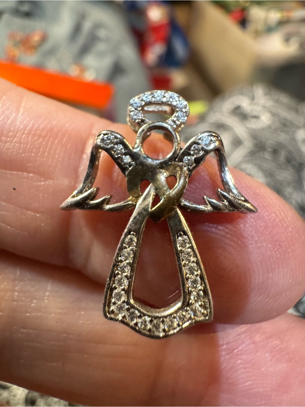 Angel Pendant Charm Silver & Gold Like New